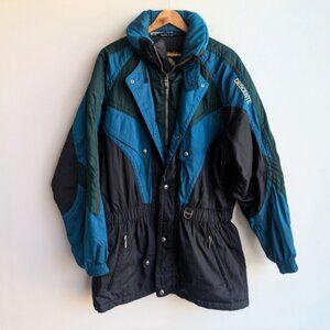 Vintage Descente 90's Retro Men's Blue Green & Black Ski & Snowboard Jac…